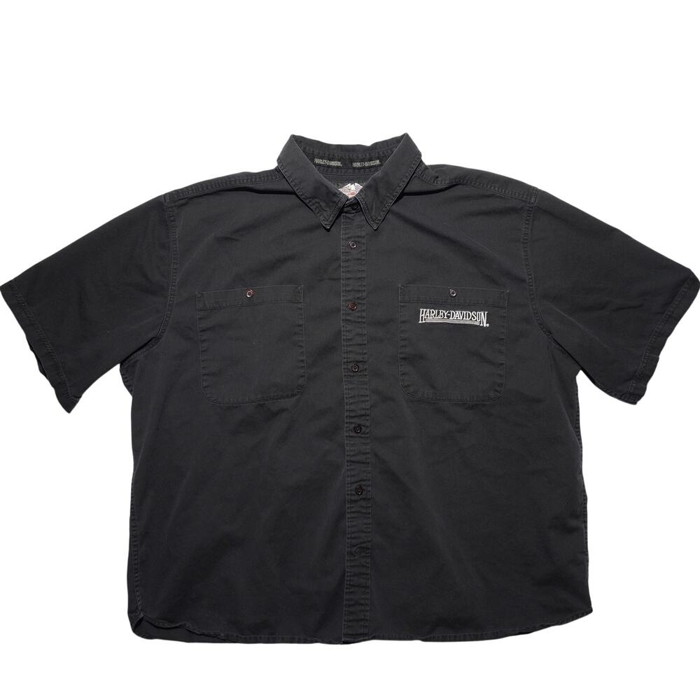 Harley Davidson Black Short Sleeve Shirt 2006 Eagle Tag – Fits 2XL (No Size Tag)